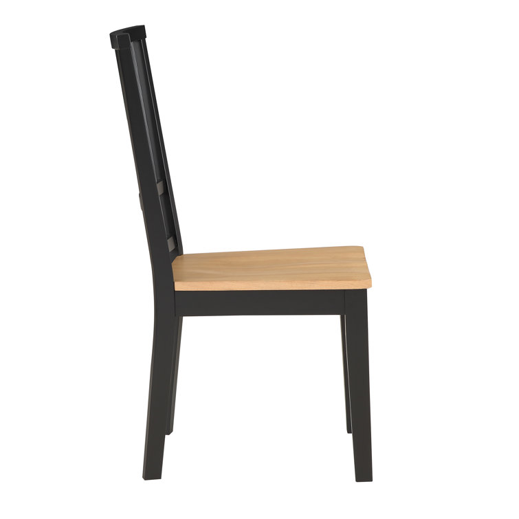 Ebony and Natural Wood High Slat Back Side Chair