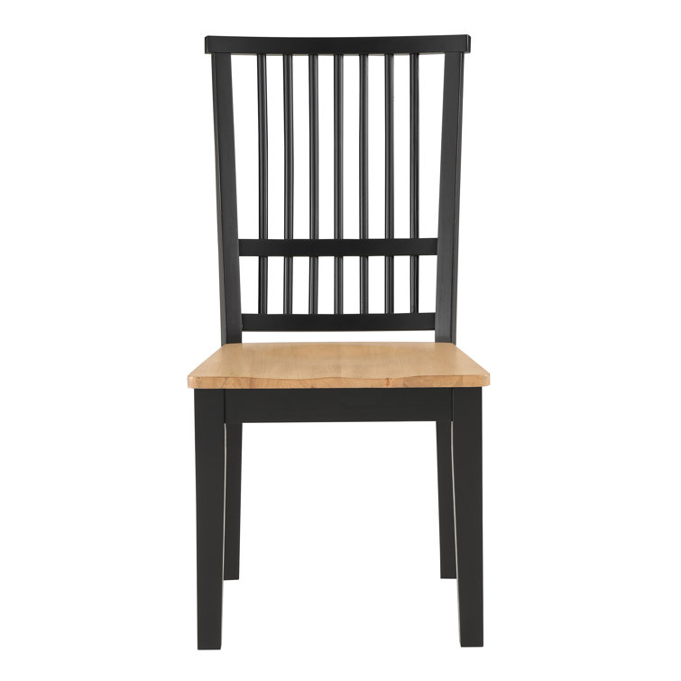 Ebony and Natural Wood High Slat Back Side Chair