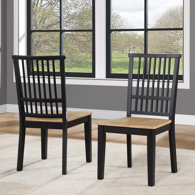 Ebony and Natural Wood High Slat Back Side Chair