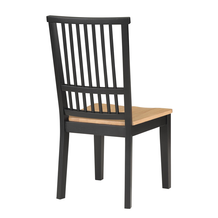 Ebony and Natural Wood High Slat Back Side Chair