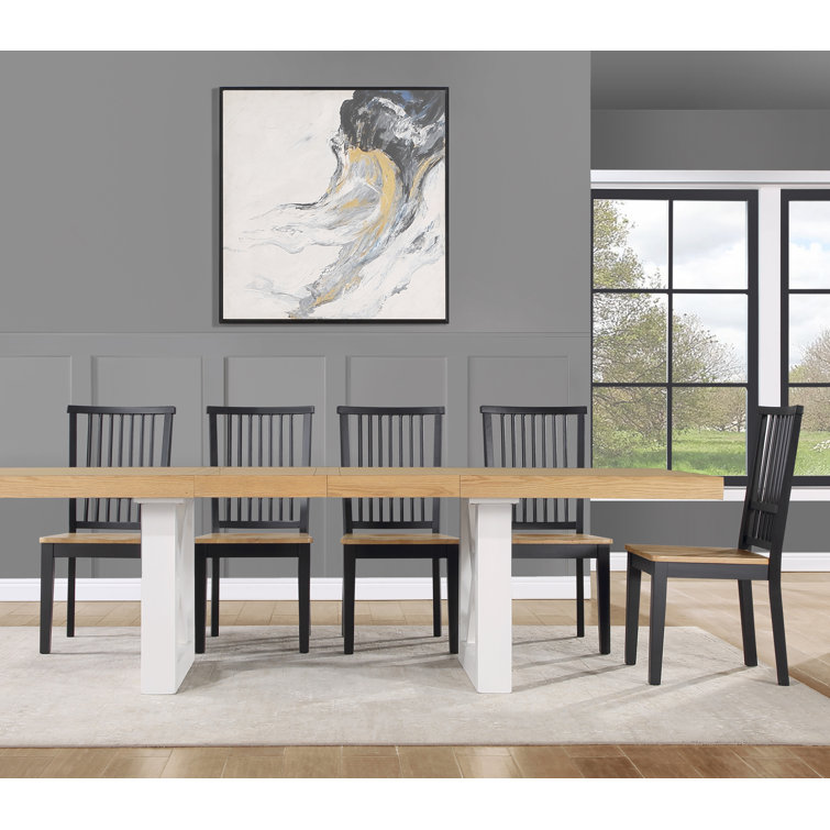 Ebony and Natural Wood High Slat Back Side Chair