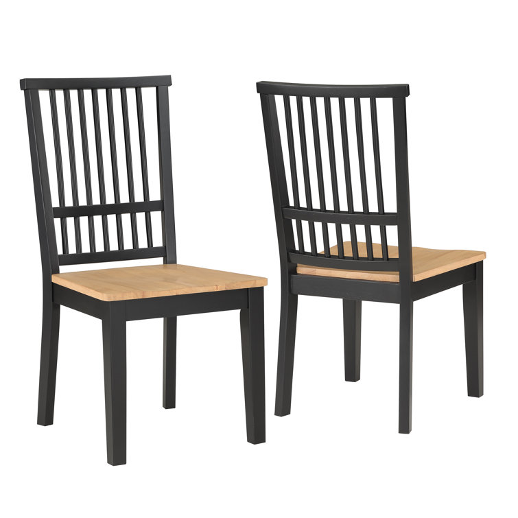 Ebony and Natural Wood High Slat Back Side Chair