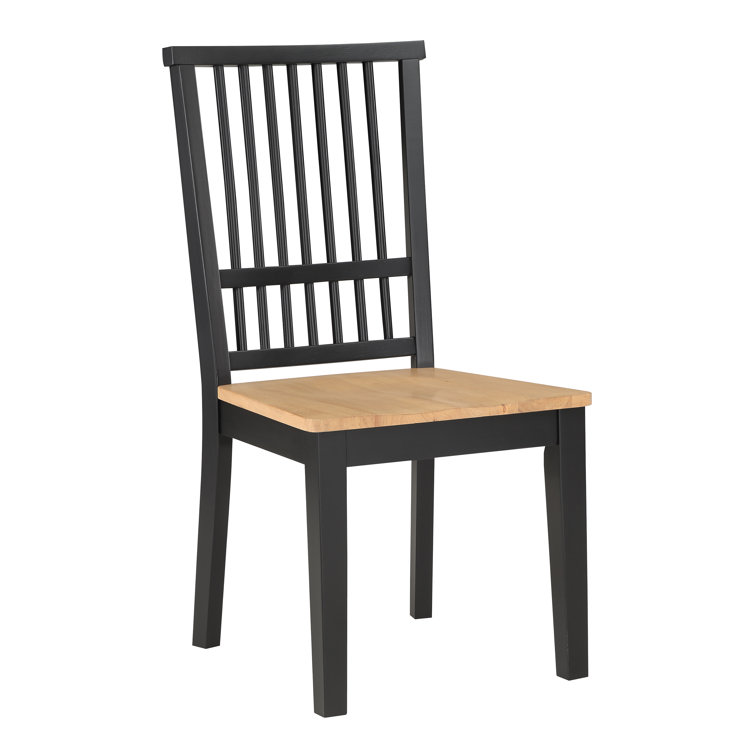 Ebony and Natural Wood High Slat Back Side Chair