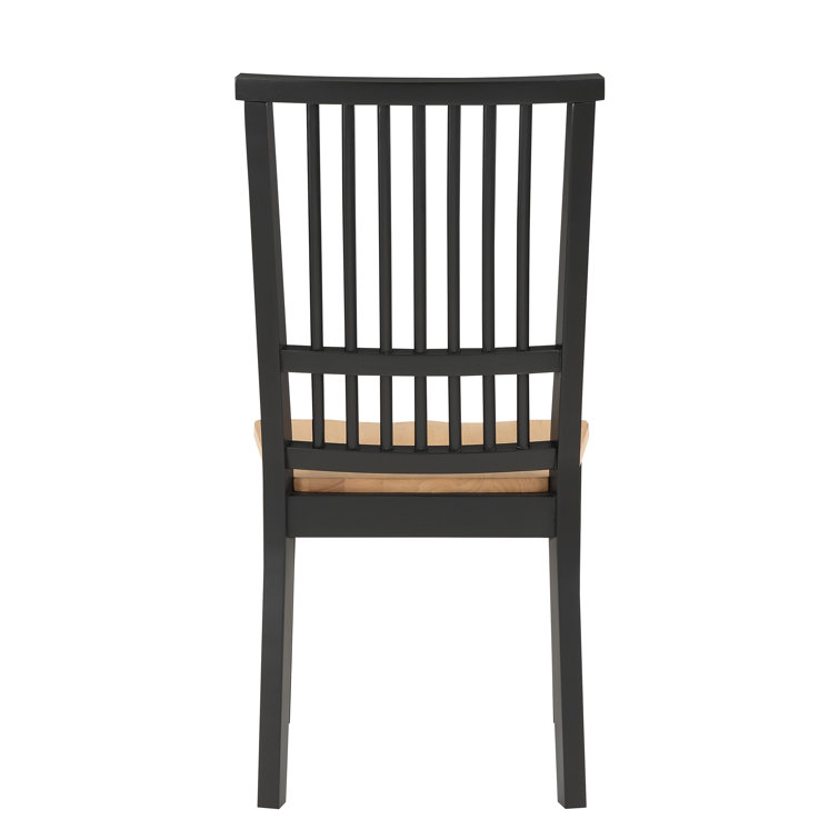 Ebony and Natural Wood High Slat Back Side Chair