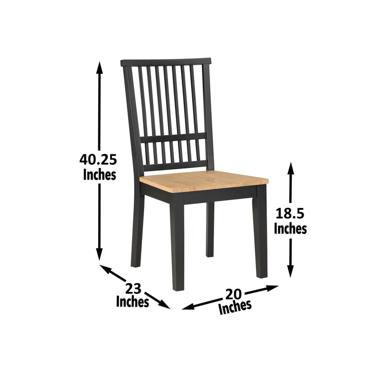 Ebony and Natural Wood High Slat Back Side Chair