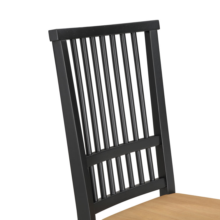 Ebony and Natural Wood High Slat Back Side Chair