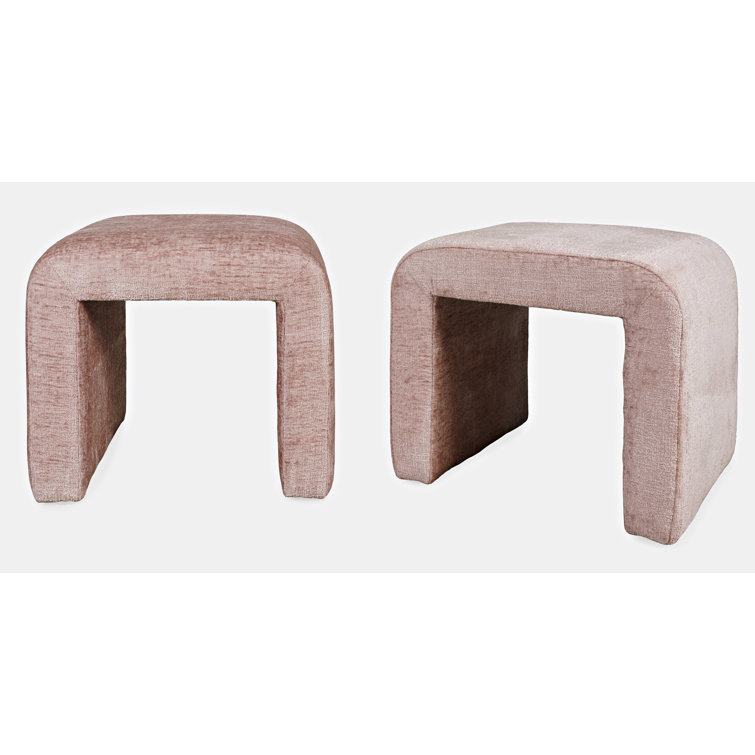 Gwen Pink Jacquard Upholstered Rectangular Ottoman Set