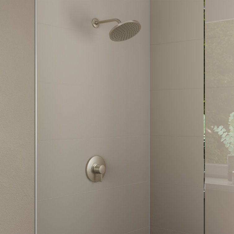 Brushed Nickel Rain Shower Set with Wall Mounted Trim