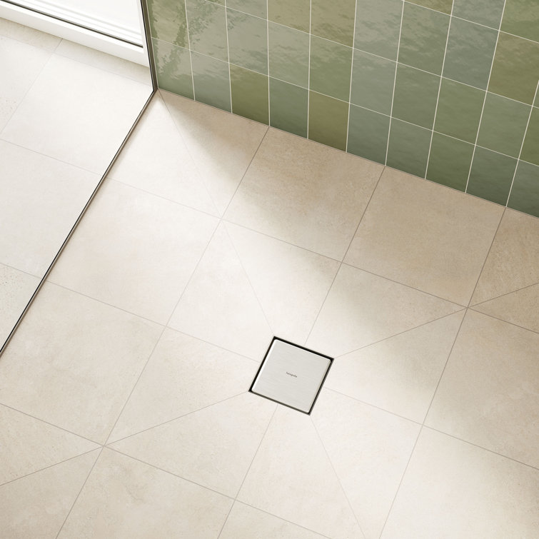 Brushed Stainless Steel 4" x 4" Tileable Shower Drain Set