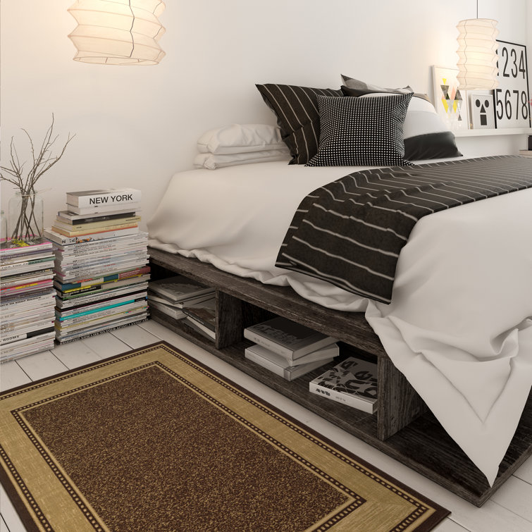Brown and Beige Non-Slip Rubberback Area Rug 3'3" x 5'