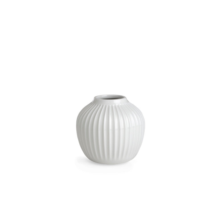 White Porcelain Grooved Round Table Vase