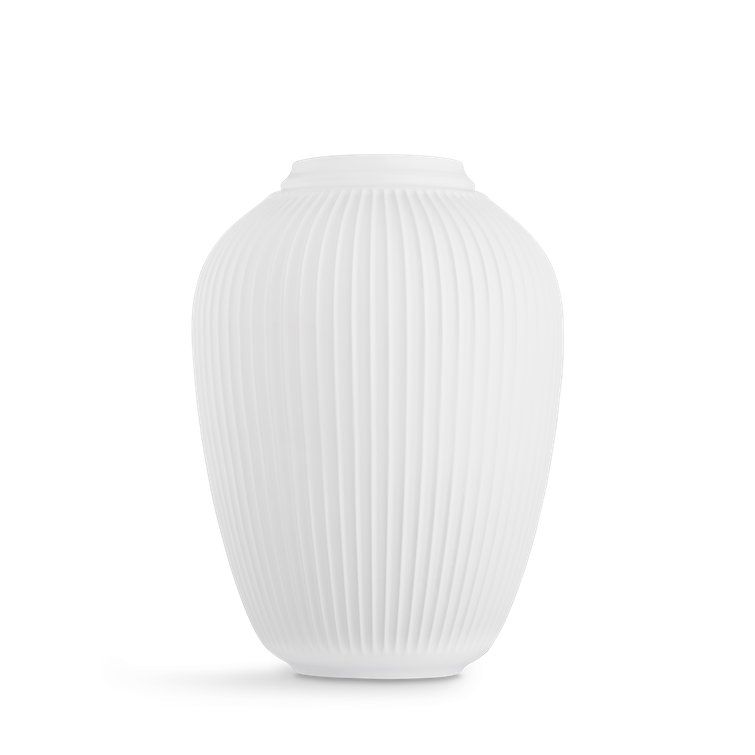 White Porcelain Decorative Floor Vase with Grooves