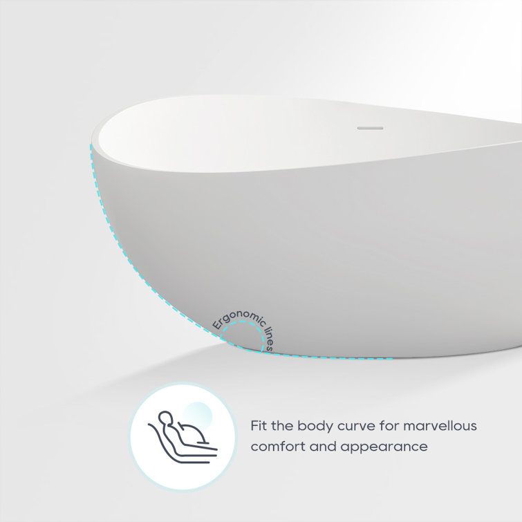 SJ STAR&JANE 5-63-B 63'' x 38'' Freestanding Soaking Solid Surface Bathtub