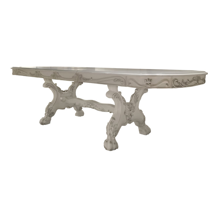 Elegant Dresden 108-inch Bone White Extendable Dining Table