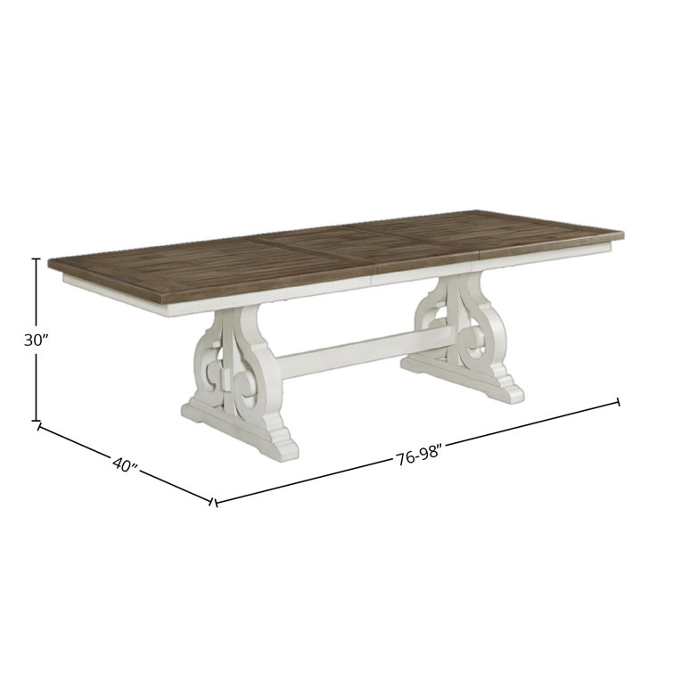 Off-White and French Oak Extendable Cottage Dining Table