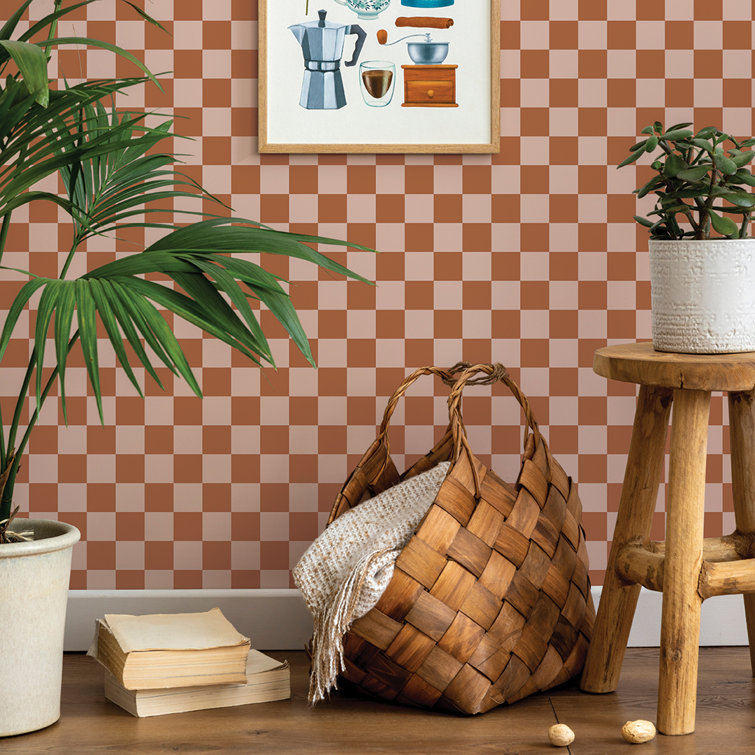 Retro Blush Checkered Peel and Stick Vinyl Wallpaper