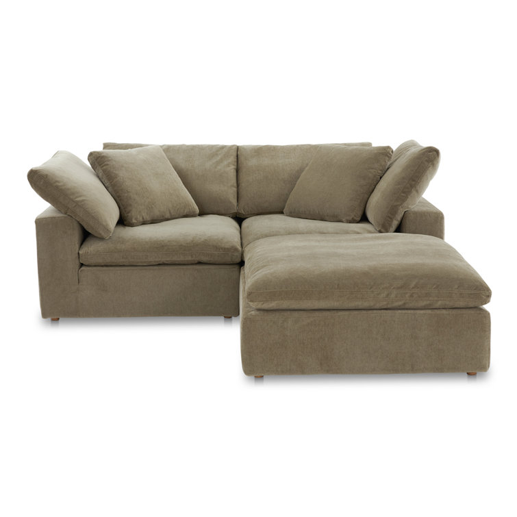 Desert Sage Velvet Modular Sectional with Solid Wood Frame