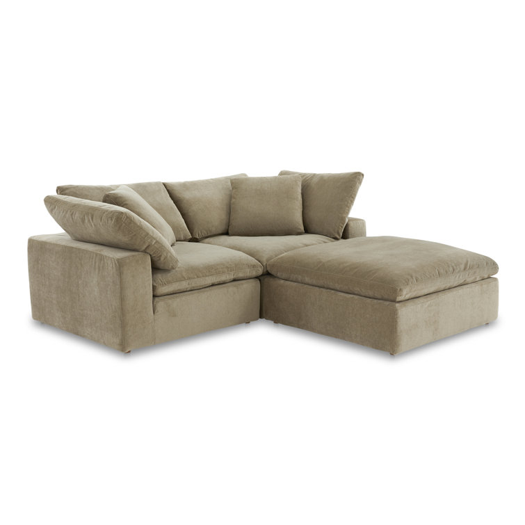 Desert Sage Velvet Modular Sectional with Solid Wood Frame