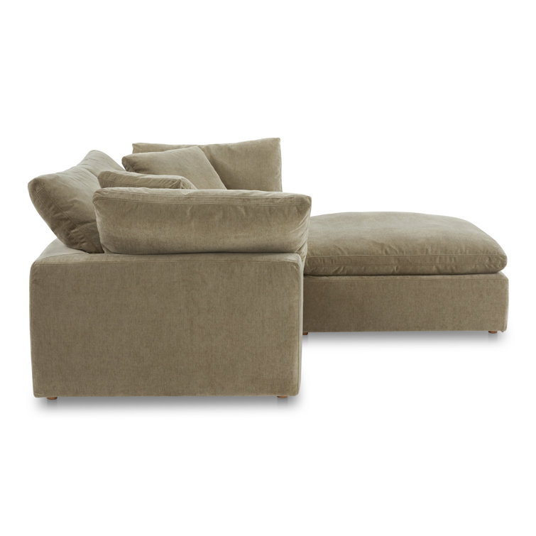 Desert Sage Velvet Modular Sectional with Solid Wood Frame