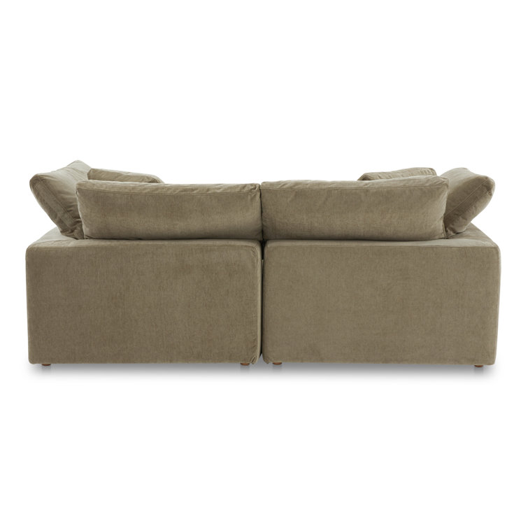 Desert Sage Velvet Modular Sectional with Solid Wood Frame