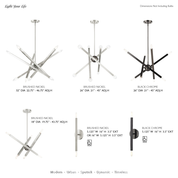 Monaco 8-Light Black Chrome Sputnik Chandelier