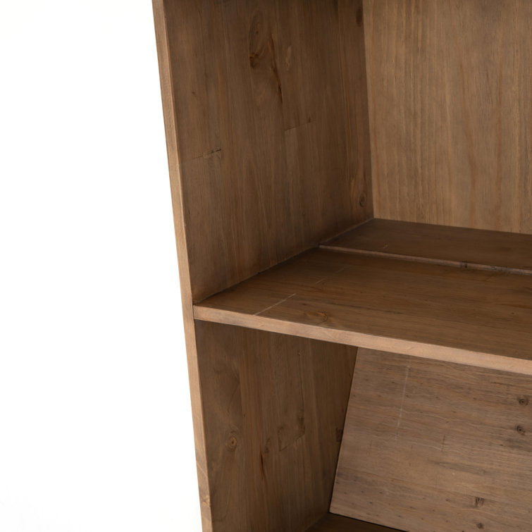 Smoked Pine Contemporary Ladder Bookshelf with Black Iron Accents