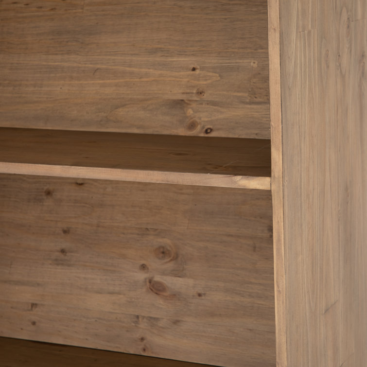 Smoked Pine Contemporary Ladder Bookshelf with Black Iron Accents