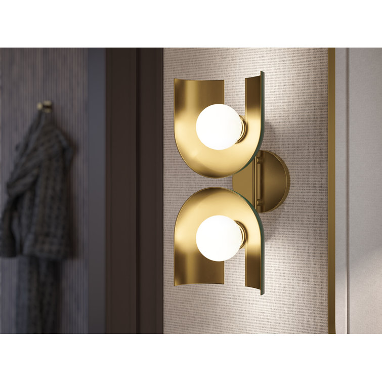 Jade and Brass Modern Two-Light Sconce
