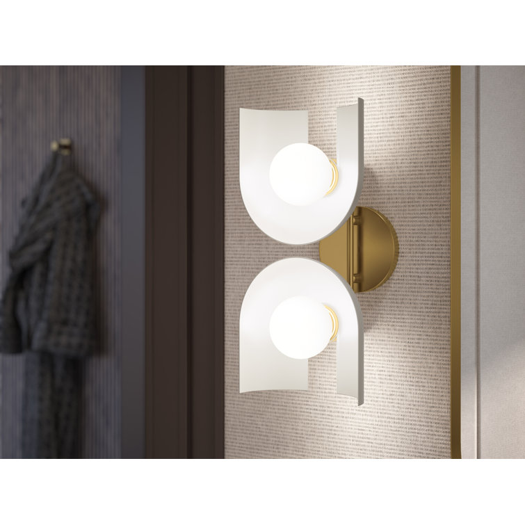Biscuit Satin and Brass Two-Light Sconce