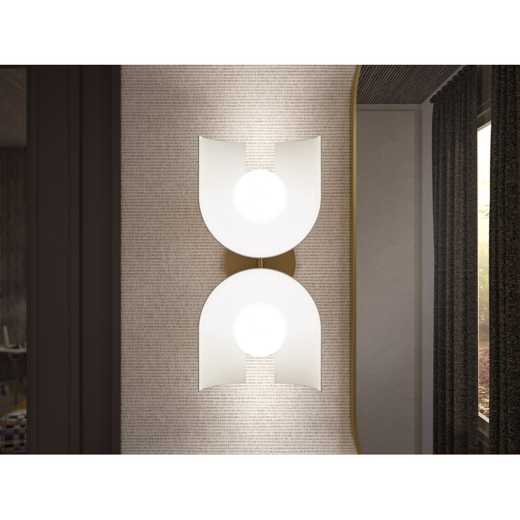 Biscuit Satin and Brass Two-Light Sconce