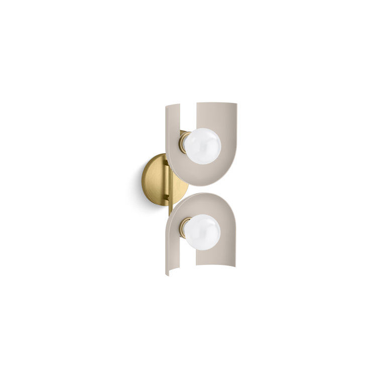 Biscuit Satin and Brass Two-Light Sconce