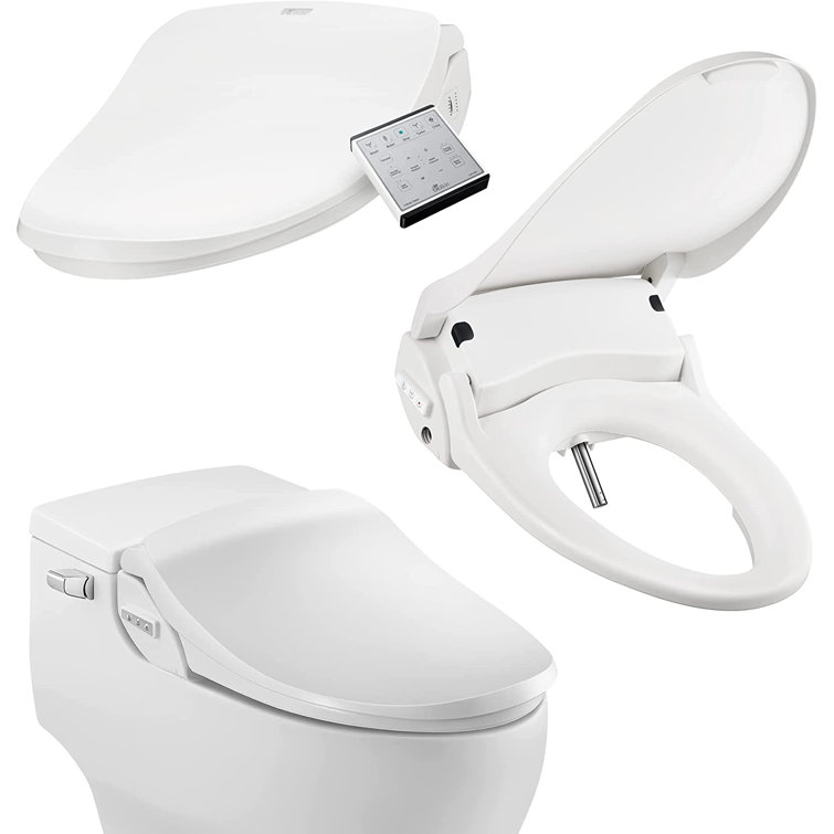White Elongated Smart Bidet Toilet Seat with Remote