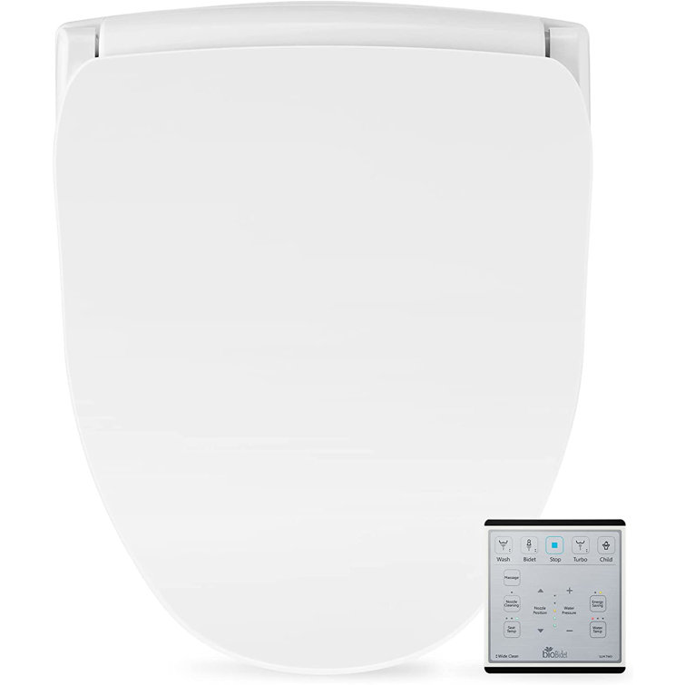 White Elongated Smart Bidet Toilet Seat with Remote