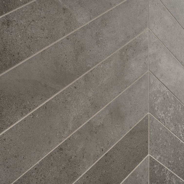 Iris Chevron Dark Gray Matte Porcelain Floor and Wall Tile