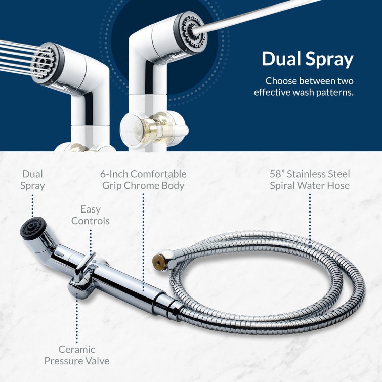 Chrome Handheld Bidet Sprayer with Stainless Steel Hose