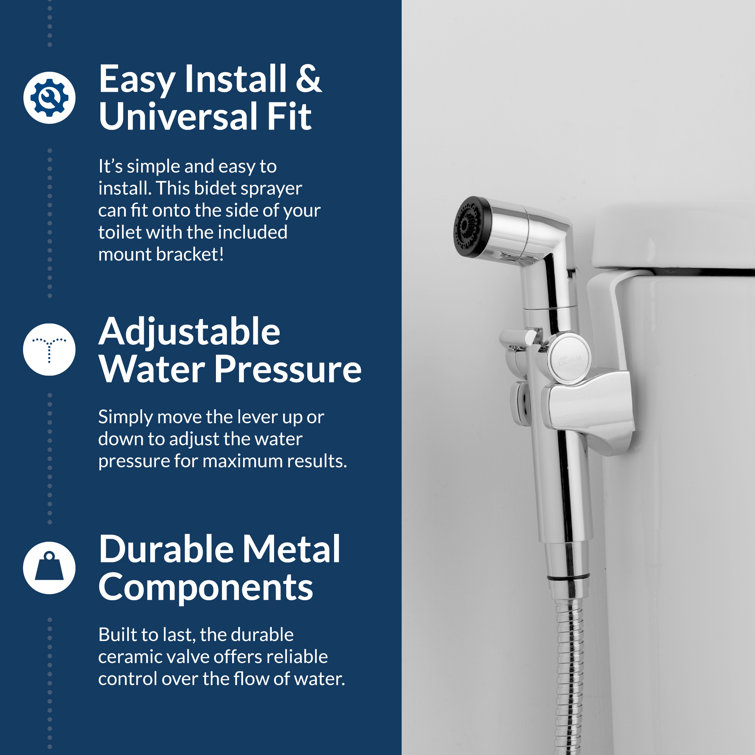 Chrome Handheld Bidet Sprayer with Stainless Steel Hose