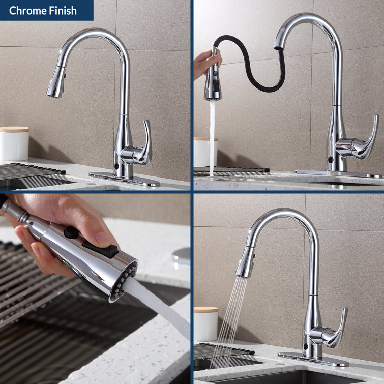 Chrome Touchless Pull-Down Kitchen Faucet with Spray