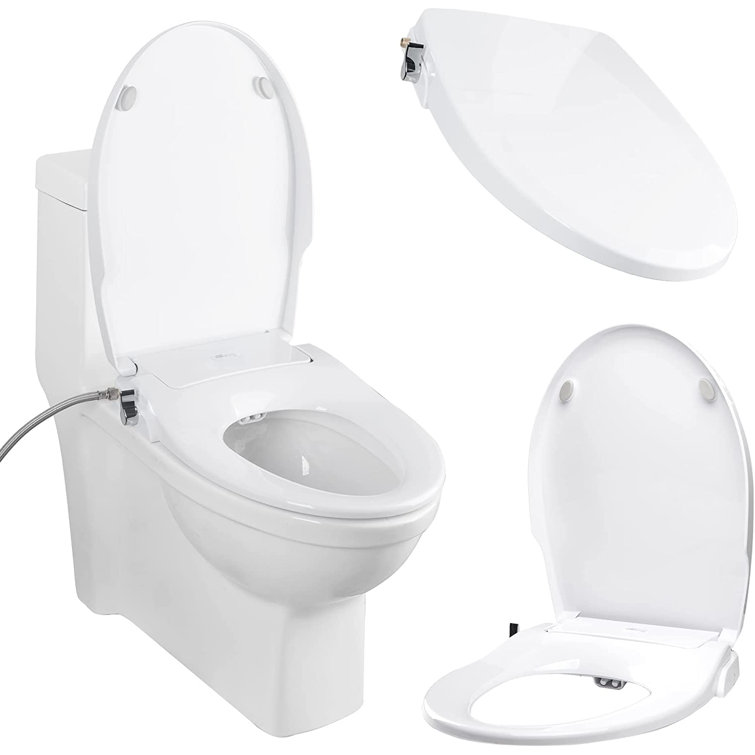 White Slim Zero Round Bidet Toilet Seat with Night Light