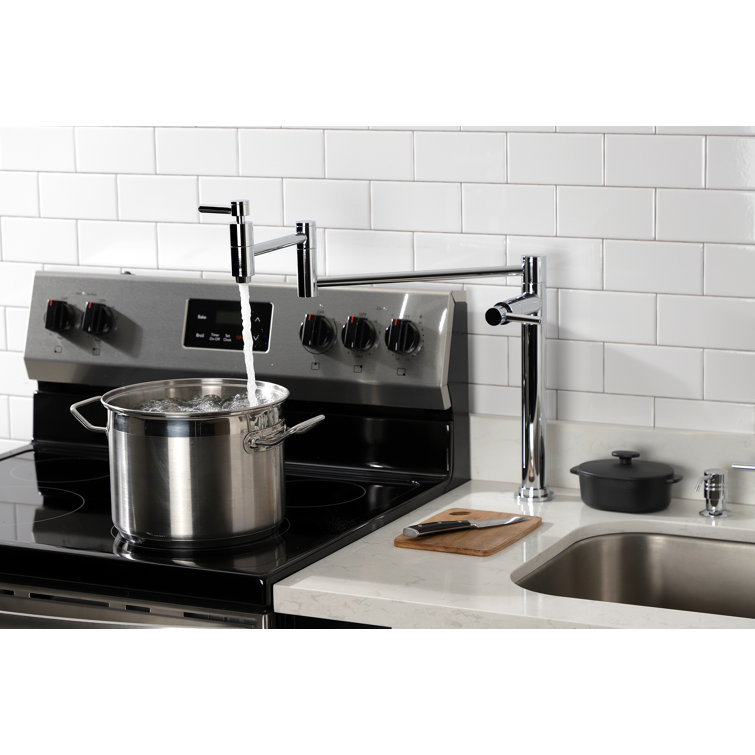 Polished Chrome Dual Handle Deck Mount Pot Filler Faucet