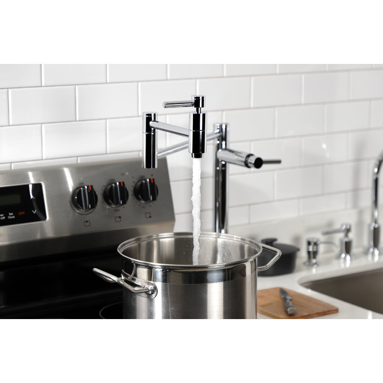 Polished Chrome Dual Handle Deck Mount Pot Filler Faucet