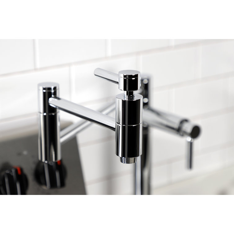 Polished Chrome Dual Handle Deck Mount Pot Filler Faucet