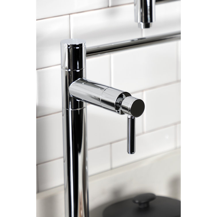 Polished Chrome Dual Handle Deck Mount Pot Filler Faucet