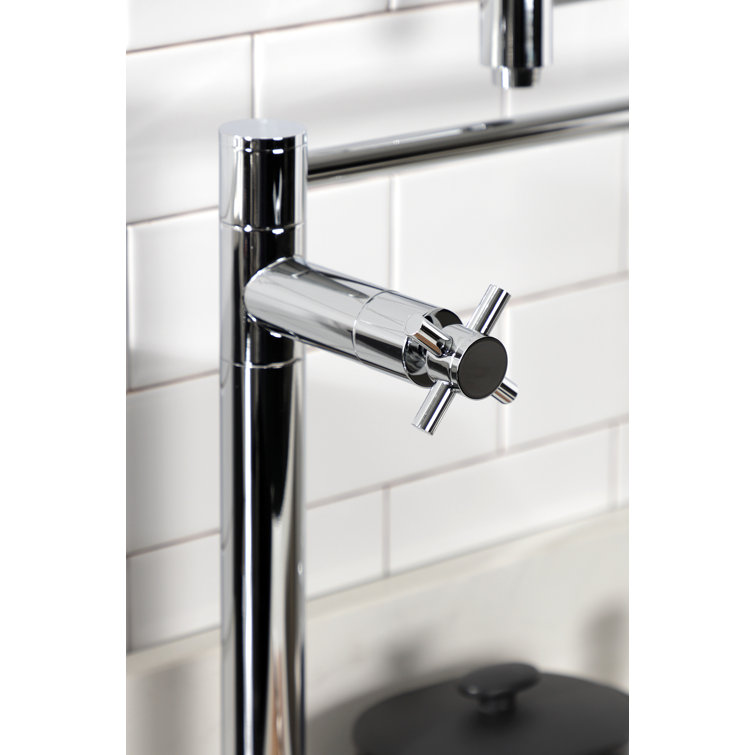 Polished Chrome Dual Handle Deck Mount Pot Filler Faucet