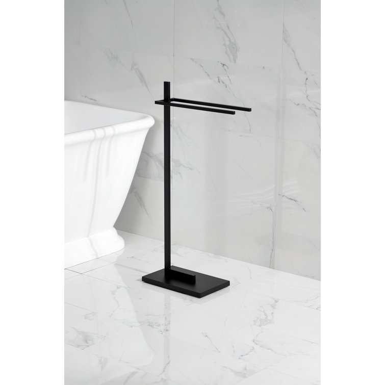 Matte Black 16'' Dual Bar Free Standing Towel Rack