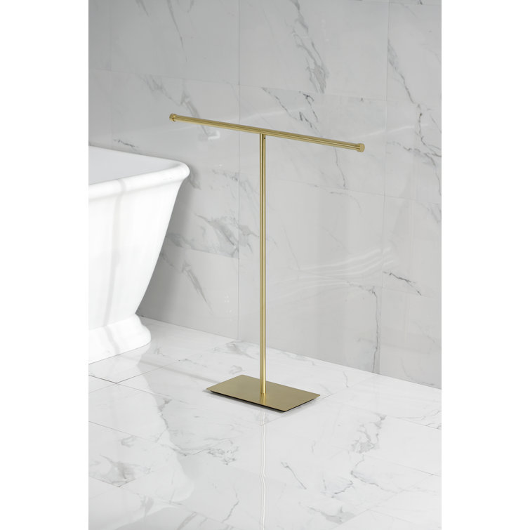 Brushed Brass Freestanding T-Shape Towel Rack