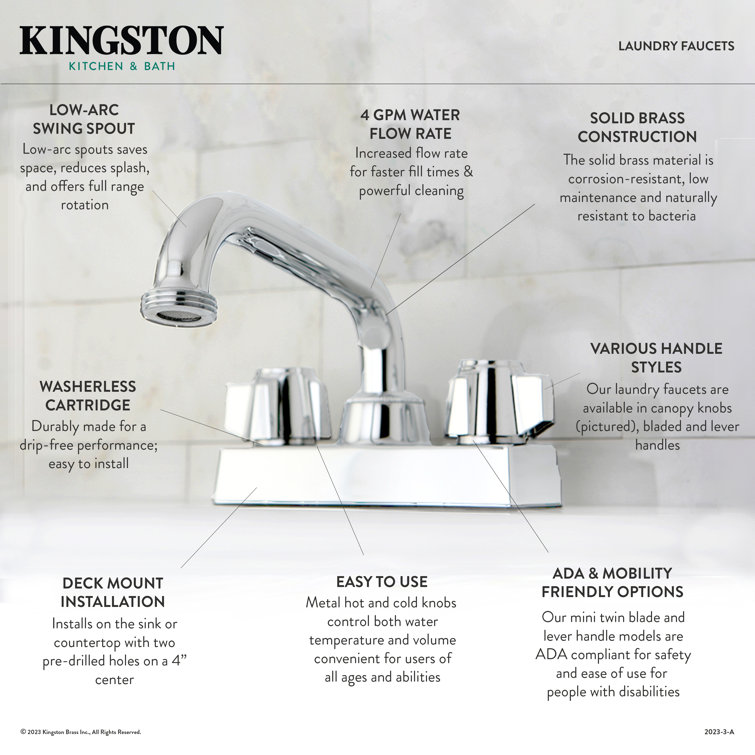 Polished Chrome Dual Handle Brass Laundry Faucet