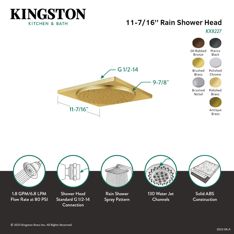 Polished Chrome 12-Inch Square Rain Shower Head