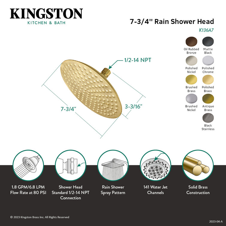 Antique Brass Wall Mounted 7-3/4-Inch Raindrop Shower Head