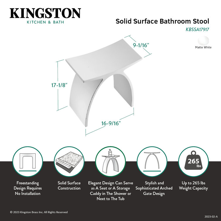 White Arched Solid Surface Bathroom Stool
