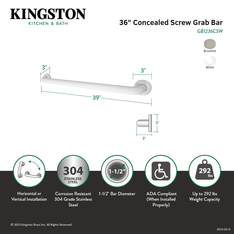 Stainless Steel 36-Inch Grab Bar with Concealed Screws